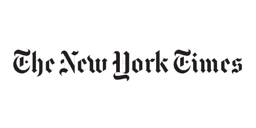The New York Times logo in black text on a blue background